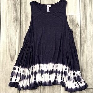 Alya Navy Blue Tie Dye Sleeveless Swing Tunic Knit Tank Medium